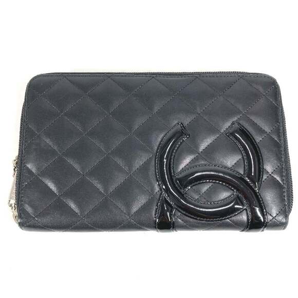 CHANEL Black Leather Logo Wallet
